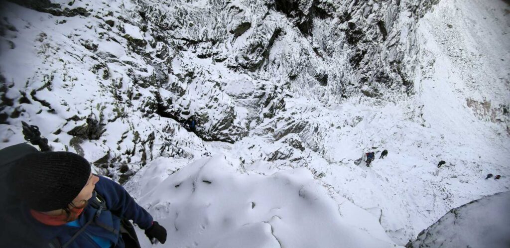 Łańcuchy na podejściu pod Zawrat powyżej 2000m